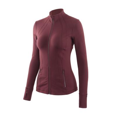 China Fitness Soft Chinese Wine Supply Nylon Spandex Women's Sport Yoga Jacket for sale