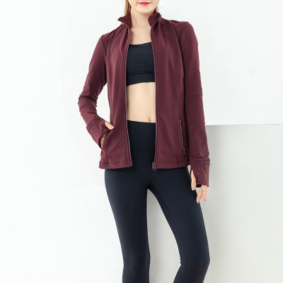 China Fitness Soft Chinese Wine Supply Nylon Spandex Women's Sport Yoga Jacket for sale