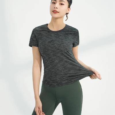 China New Promotion Nylon Spandex Breathable Fitted Sports Women's V-Neck T-Shirt for sale