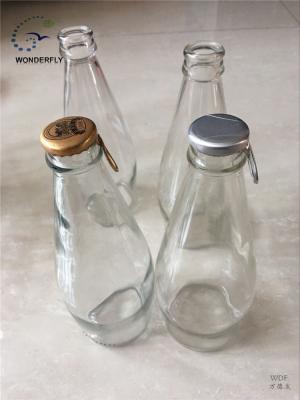 China Clear Juice 290ml Glass Bottle Basil Seed Beverage With Ring Pull Lids And Caps, Crown Caps for sale