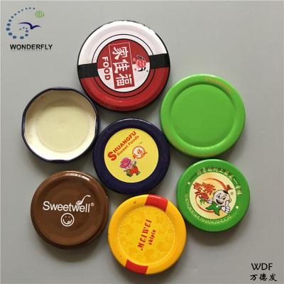 China Non spill jars glass bottle tinplate bottle cap and twist off cap designed all colors can be printed for sale