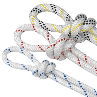 China Hot sale nylon 9mm/10mm/10.5mm/11mm/12mm/13mm braided outdoor static climbing nylon static rope ropes safety ropes for sale