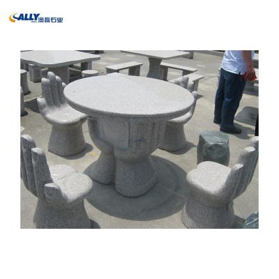 China Wholesale Modern Garden Furniture Stone Table Set Stone Dining Table With Benches And Chairs Garden Decoration Hand - Carved Stone Tables for sale