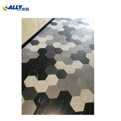 China Modern Villa Project Mexico Customized Hexagon Maggic Marble Flooring Kenya Black Marble for sale