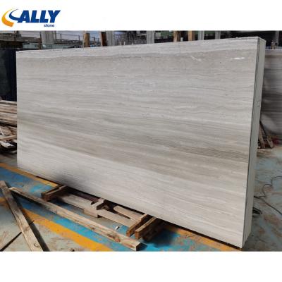 China Contemporary Wholesale Natural White Marble Slab Serperggiante Stone Grain Marble Wood Design White Wood Marble for sale