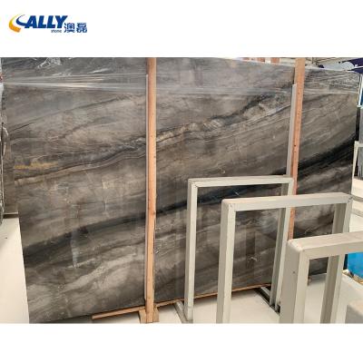 China Ally Stone Natural Marble Modern 45 Degree Gray Marble Big Slabs for sale