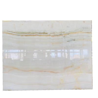 China Modern Straight Grain Polished White Jade Onyx Slabs For Home Decor White Onyx Marble Slabs for sale