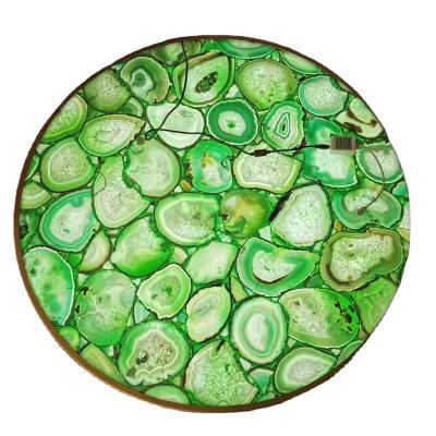 China Modern Natural Green Agate Large Slabs Customized Gem Semi Precious Stone For Wall Decoration for sale