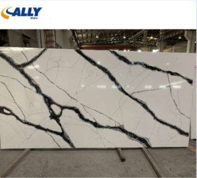 China Allystone Modern Artificial White Quartz 20mm 30mm Use For Vanity Top Countertops Quartz Stone for sale