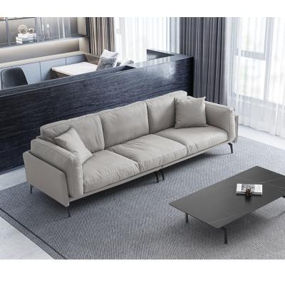 China Reclining Modern Luxury Four-Seat Home Couch Living Room Best Quality Gray Leather Sofa for sale