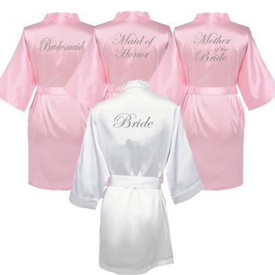 China Breathable Silk Women's Satin Robe Long Robes Wedding Party Kimono Bride and Bridesmaid Robe for sale