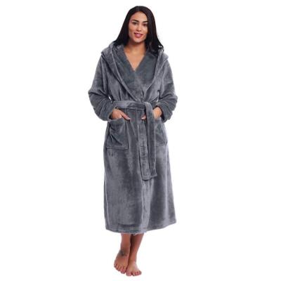 China Warm Thermal Women's Fleece Bathrobe Winter Sleepwear Bathrobe With Hood for sale