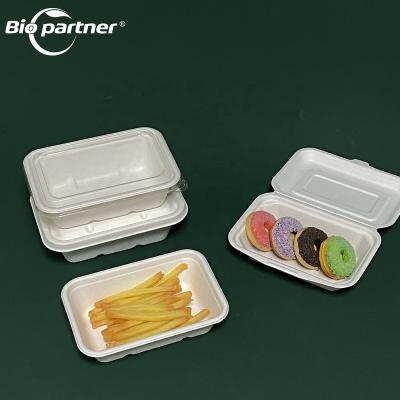 China Modern AK14 Microwave Safe Biodegradable 450ml Sugar Cane Bagasse Pulp Disposal Bento Lunch Box for sale