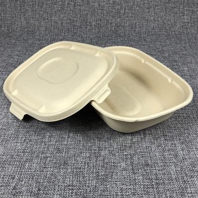 China A12 Bagasse Promotion 15%off Sugarcane Bagasse Rectangle Lunch Box Sugarcane Pulp Rectangular With Lid Box 500 850ml 1250 Custom for sale