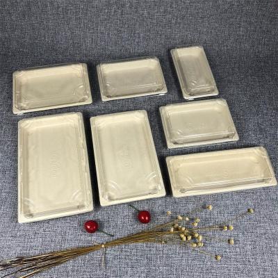 China Modern Free To Go Sugar Cane Bagasse Container Sushi Tray X.21 Sushi Pulp Bagasse Restaurant Dish Biodegradable Rectangle Free To Go Dish for sale