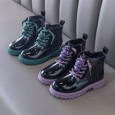 China Anti-slippery girls' Martin Boots Children's soft soled short boots 2022 autumn and winter new girl's plush boots fashion English wind for sale