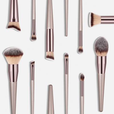 China Angular Blush Wholesale High Quality Champagne Gold Conical Eye Makeup Brush Factory Price Low MOQ 10pcs Make Up Luxury Brush Set for sale