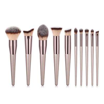 China Angular Blush Trendy Wholesale Brushes Champagne Gold Conical Handle Wholesale Makeup Brushes New 10pcs Brush Make Up for sale