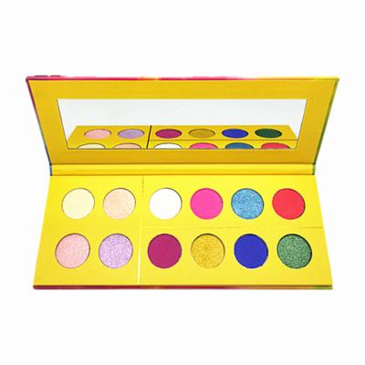 China Private label 2020 waterproof new product vegan eyeshadow palette yellow no logo eyeshadow palette for sale