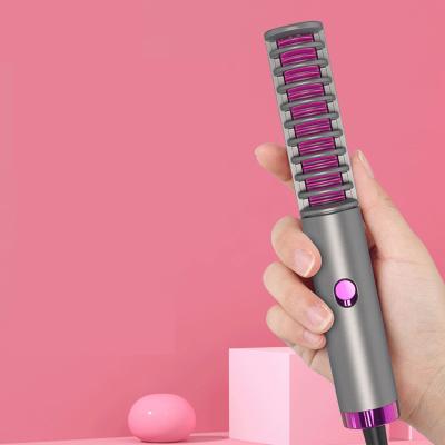 China New Design Custom Hot Comb Round Logo Mini Electric Hair Straightener Brush Electric Hair Straightener Comb for sale