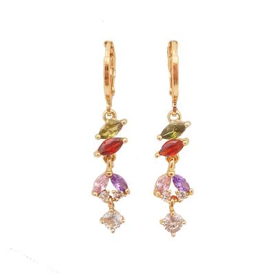 China TRENDY Best selling new style 18k gold plated colorful zircon Women's earrings Fashion jewelry earrings for sale