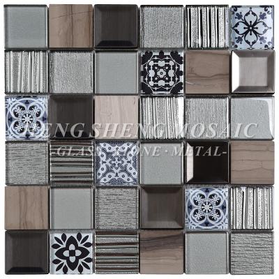 China Traditional Metal Morocco Pattern Glass Mosaic Tile Mixed Bathroom China Suppliers for sale