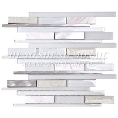 China Modern China Supply High Quality Glass White Porcelain Mosaic Kitchen Building Material Cladding Tile for sale