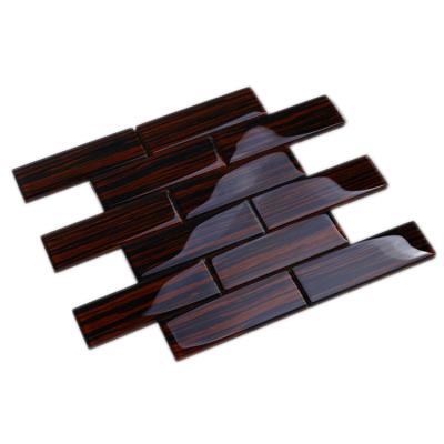 China Parquet Restaurant Wine Cellar Decoration Walnut Red Subway Brick Mosaic Wall Slab Glass Slab for sale