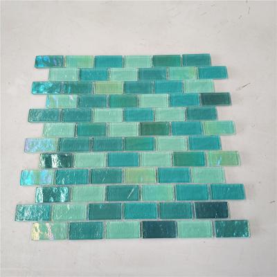 China Green Irridesenct Glass Mosaic Tiles from the MEDITERRANEAN SEA for sale