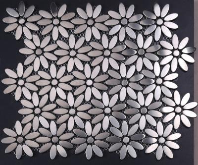 China Modern Silver Flower Stainless Steel Mosaic Tile For Interior Wall Decoration Tile for sale