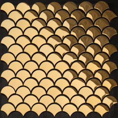 China Vintage Gold Fan Shape Interior Stainless Steel Mosaic Tile for sale