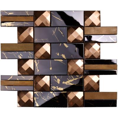 China Modern Living Room Stainless Steel Pattern Metal Mosaic Tile SW-18010 for sale