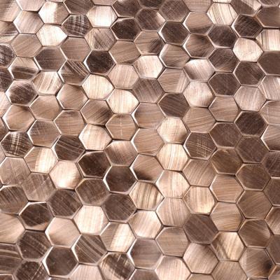 China Mid Century Modern Luxury Rose Gold Stainless Steel Metal Mosaic Tiles For Indoor Or Outdoor Decoration for sale