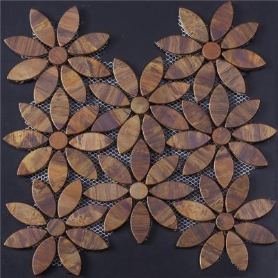 China Durable Copper Flower Pattern Metal Parquet Unique Wall Decorative Mosaic Slab For Project for sale