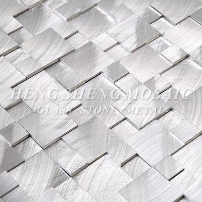 China Parquet Hotel Cafe Decoration Wall 3D Square Aluminum Alloy Metal Mosaic Slab for sale