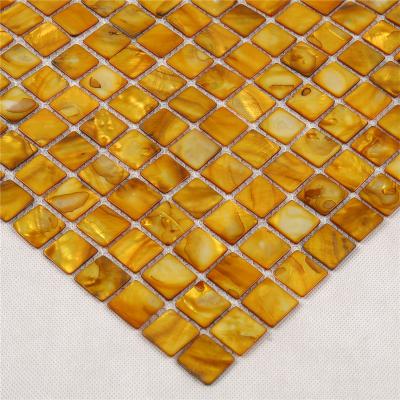 China MEDITERRANEAN SEA factory price high quality yellow gold sea shell mosaic tile for deoration for sale