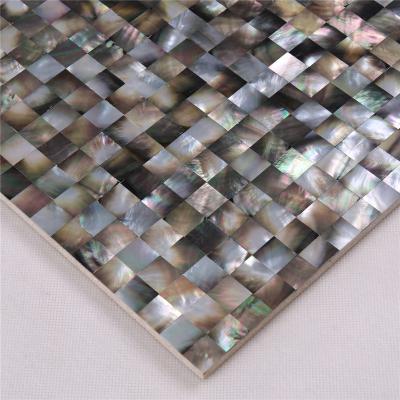 China Luxury MEDITERRANEAN SEA black pearlescent mosaic shell docoration mosaic sea shells for interior nice decoration for sale