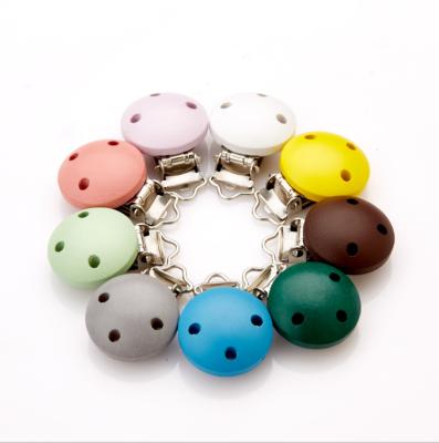 China China Custom Color Round Shape Colorful Wooden Baby Teether Pacifier Clip Baby Teether With Pacifier Clip for sale