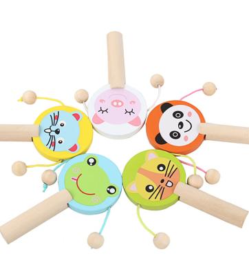 China Wooden Rattle Teether Animal Toy Cotton Baby Set Eco Crochet Rattle Beech Cartoon Teether for sale