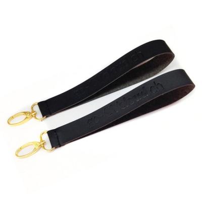 China Gift Promotional Goods Leather Short Lanyard For Key With Metal Custom Hook for sale