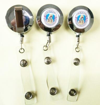 China Retractable Nurse Badge Holder Round Yo-Yo Metal Badge Reel With Custom Logo for sale