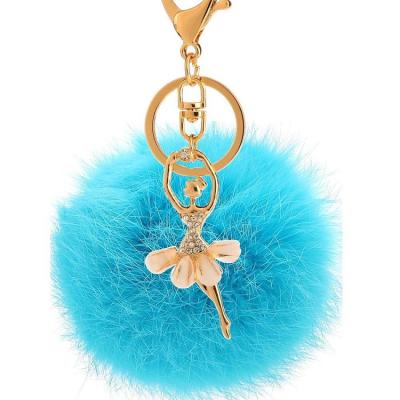 China Eco-friendly Soft Colorful Fur Ball Plush Pompom Unicorn 8cm Key Chain for sale