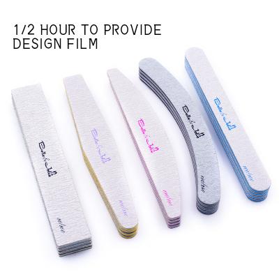 China EVA+sandpaper+PP Board Half Moon 80/100/180/240 Grit Set Custom Logo Professional Nail File for sale