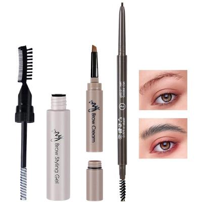 China 3 PCS Long Lasting Waterproof Eyebrow Pomade Include Eyebrow Gel Clear Eyebrow Pencil for sale