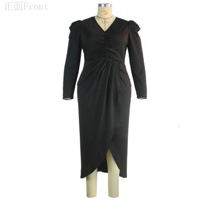 China Breathable Plus Size Pleated African Lady Casual Sexy Tight A Line Elegant Dresses For Women for sale