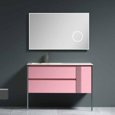 China OgrandRustic Traditional Bathroom Vanity Cabinets Plywood MDF Double Bathroom Vanity With Waterproof Mirror Cabinet for sale