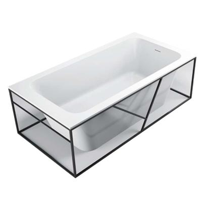 China Modern Bathroom Acrylic Solid Outdoor Stone Bathtub Soaking Freestanding Bathtub For Home Project for sale