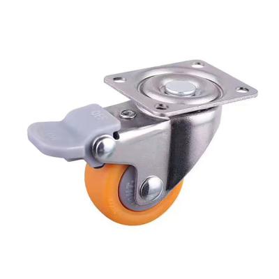 China 1.5 Inch Traditional Orange Load 30kgs MPP Plate Light Caster With Brake for sale