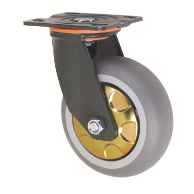 China Heavy Duty Gray 125mm PIVOT TPR Silent Trolley Caster Wheels for sale