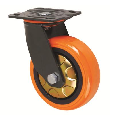 China Heavy Duty Yellow PIVOT Polyurethane Plate Swivel 5 Inch Caster Wheels for sale